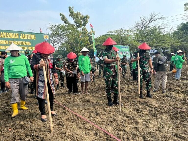 Danrem 073/Makutarama dan Bupati Sri Sumarni Kompak Tanam Jagung di Lahan Milik TNI