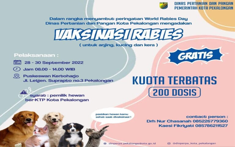 Peringati Hari Rabies Dunia, Pekalongan Gelar Vaksinasi Gratis