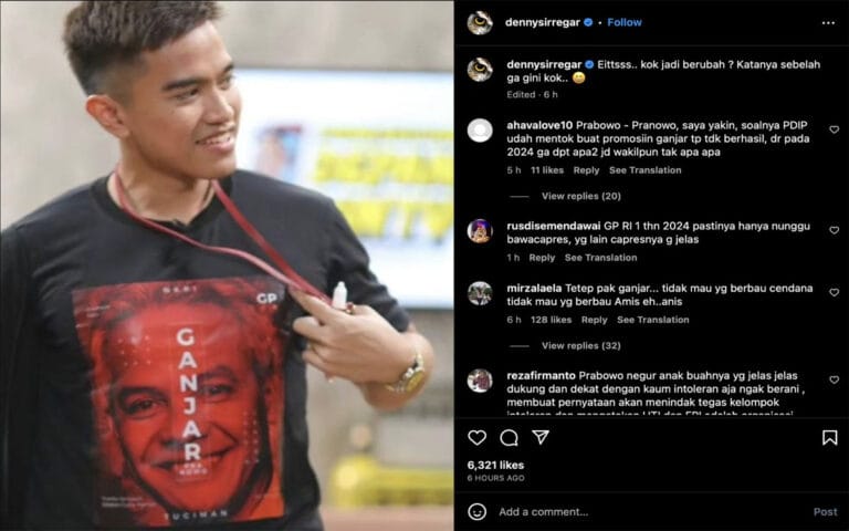 Ramai di Medsos, Kaesang Pakai Kaus Bergambar Ganjar
