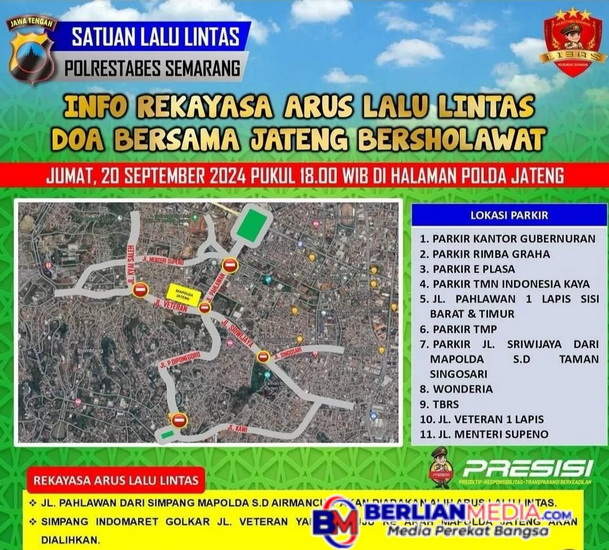 Antisipasi Macet Satlantas Polrestabes Semarang Umumkan Rekayasa Lalu Lintas Jateng Bersholawat