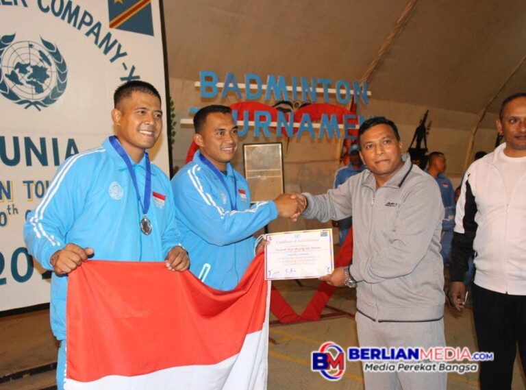 Gemilang di Tanah Misi: Satgas Indo RDB XXXIX-F Raih Emas dan Perak di Tournament Badminton Antar Negara Kontingen Monusco