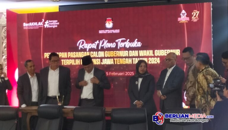 KPU Jateng Tetapkan Ahmad Luthfi – Taj Yasin Sebagai Gubernur dan Wakil Gubernur Terpilih