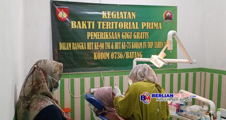 Sambut HUT TNI ke-80 dan Kodam IV/Diponegoro ke-75, Kodim 0736/Batang Gelar Baksos Pemeriksaan Gigi Gratis