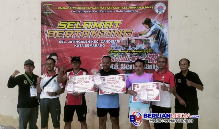 Semarak HUT ke-479 Kota Semarang, LPMK Jatingaleh Gelar Pertandingan Tenis Meja Antar-RW, RW 9 Tampil Juara