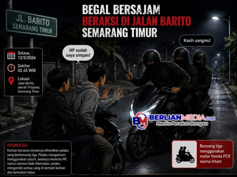 Viral !! Begal Bersajam Beraksi di Jalan Barito Semarang Timur, Korban Diancam Uang Dikuras Habis